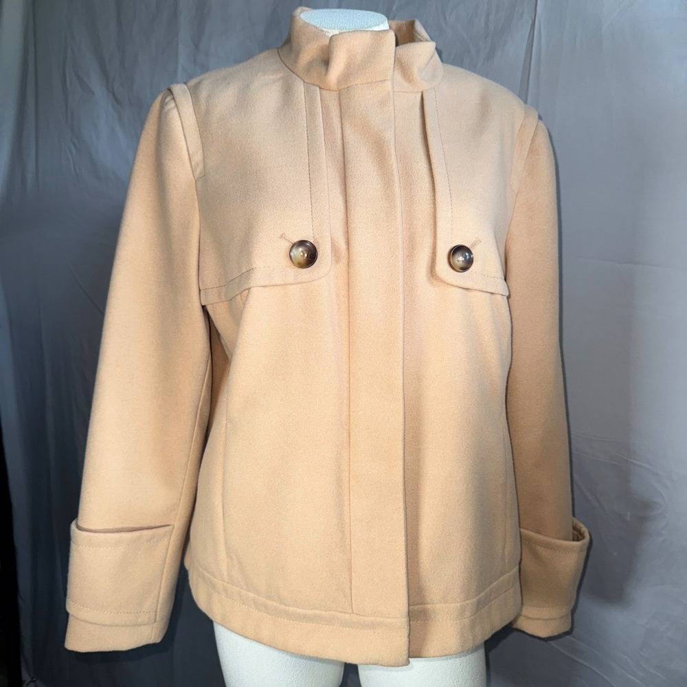 Chico's Womens Jacket Sz 2 (US Sz 12)Collared Short Coat Minimal Chic Career for